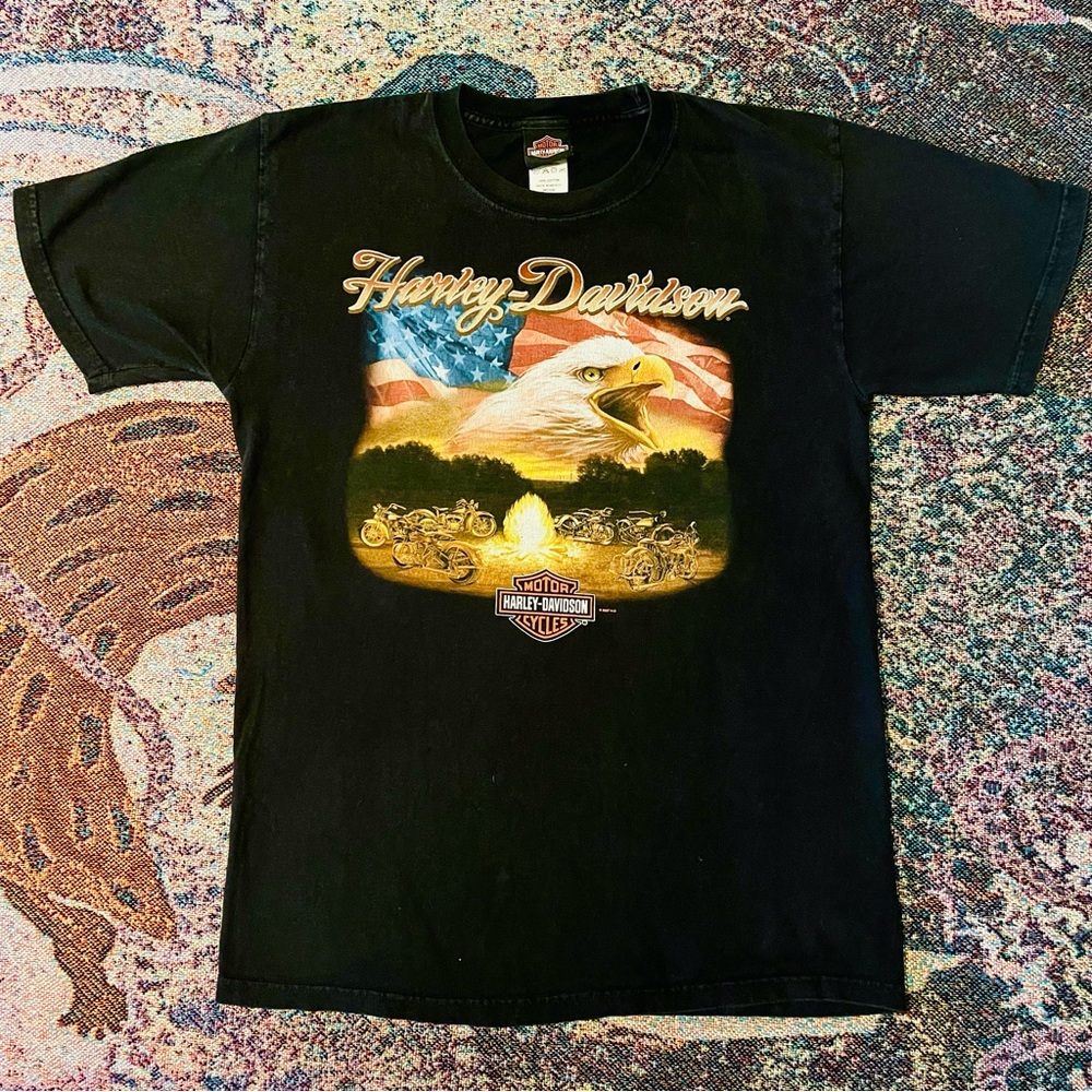 Harley Davidson Shirt Y2K streetwear Savannah Georgia Eagle Biker USA Motorcycle